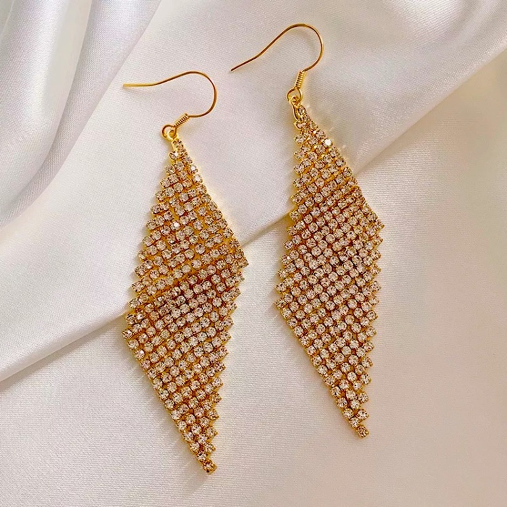 Gold Tone Rhinestone Earrings